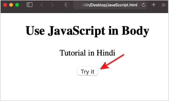 Add JavaScript program in HTML body in Hindi