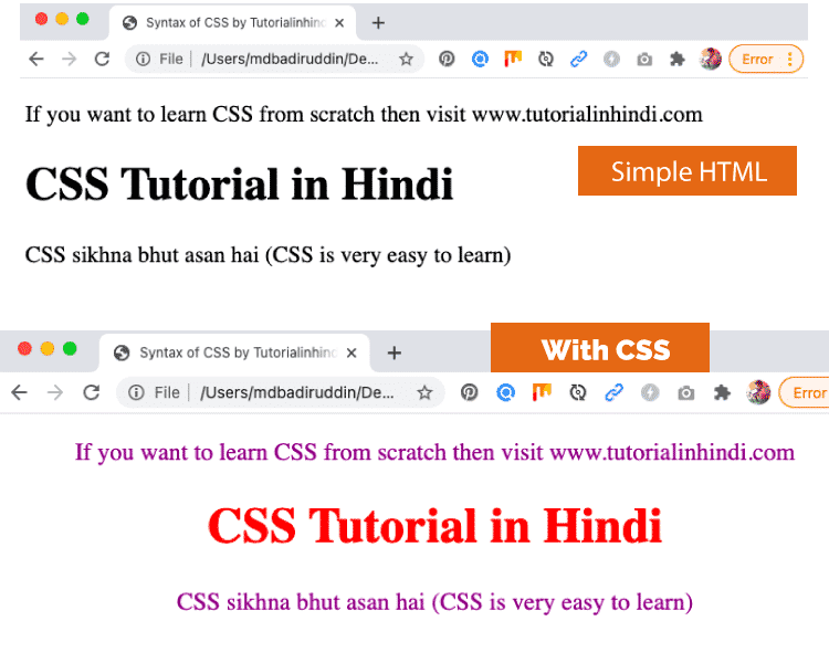 with-and-without-css-example