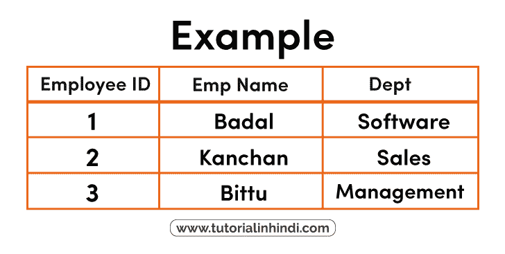 Example of DBMS keys in hindi