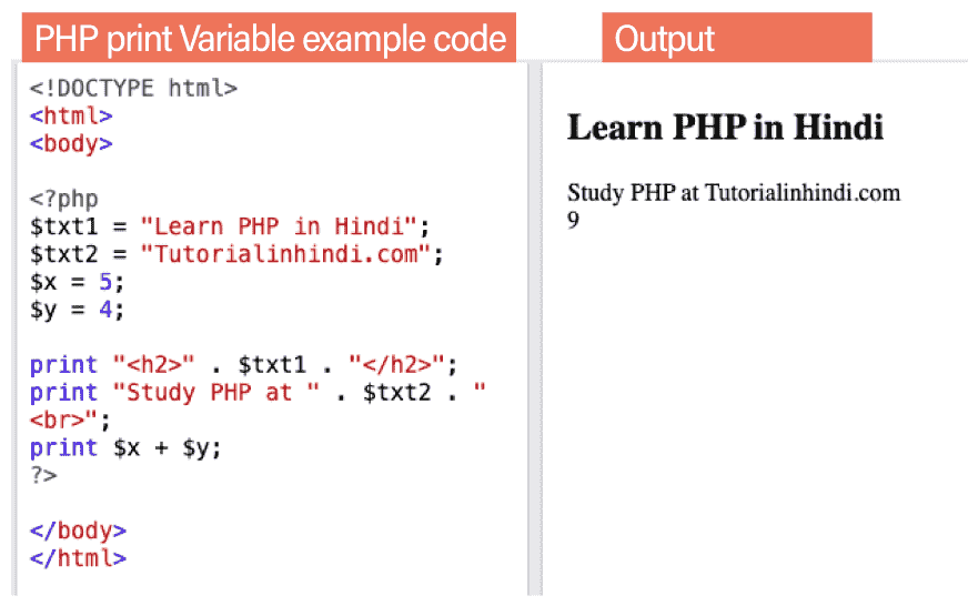 print Variable example in Hindi