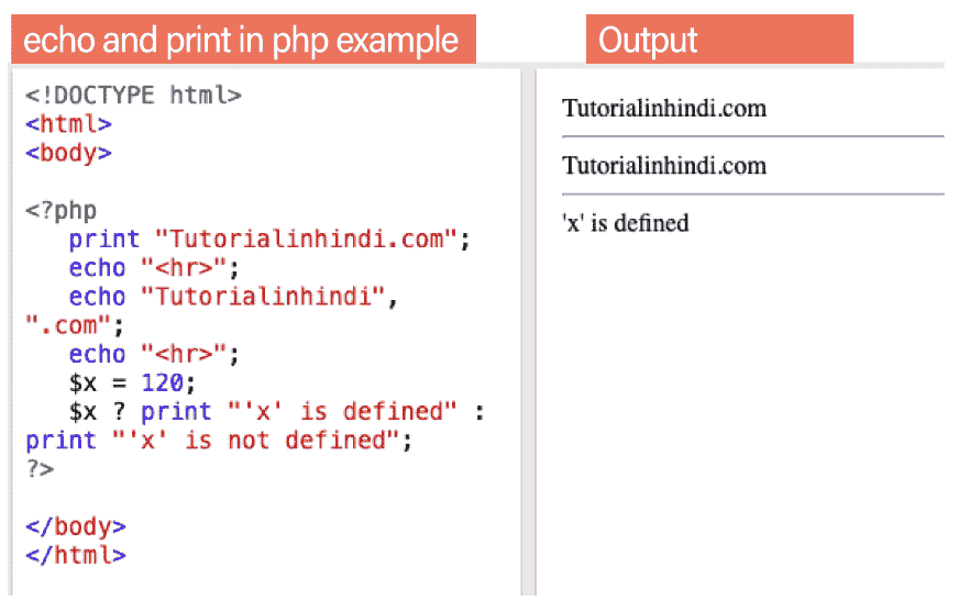 echo and print in php example in hindi